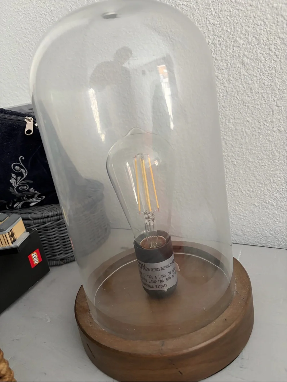vintage-style glass cloche table lamp,